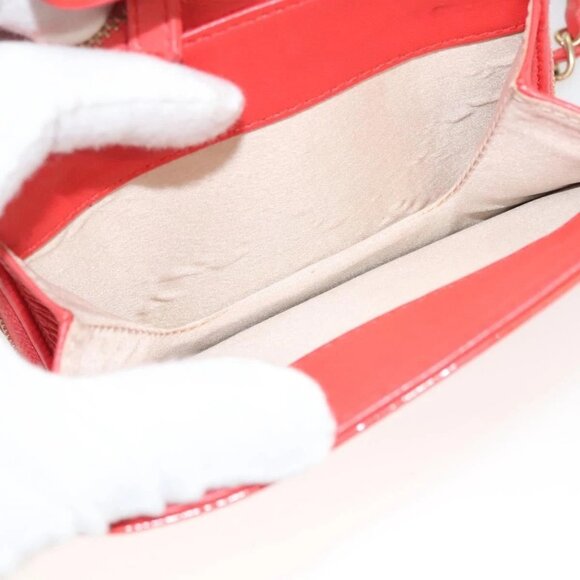 CHANEL Chain Shoulder Wallet Enamel Orange Gold - Picture 12 of 16